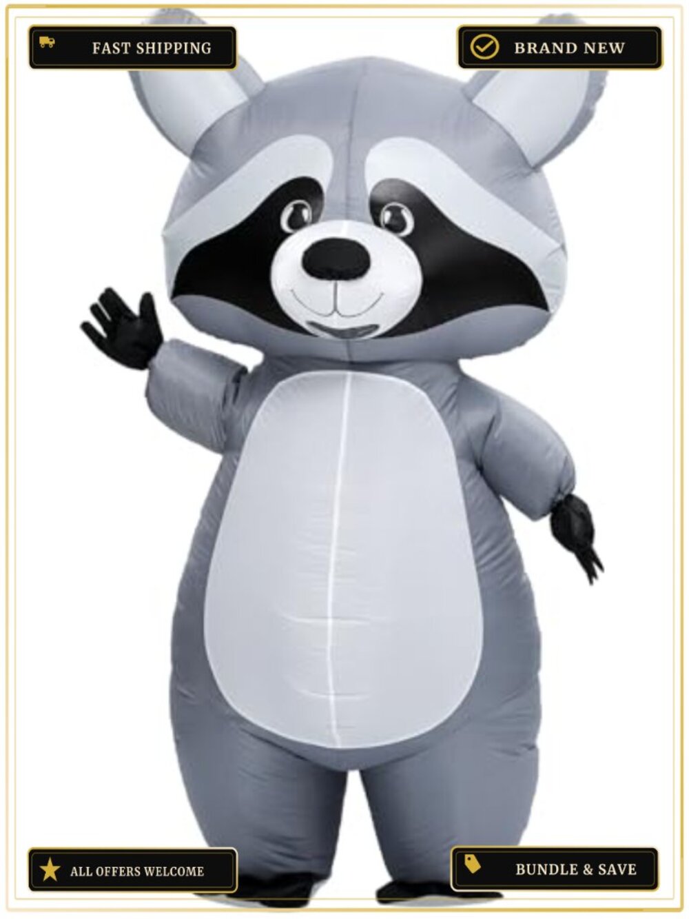 Inflatable Raccoon Costume Adult Polyester Blow Up Suit Halloween Cosplay